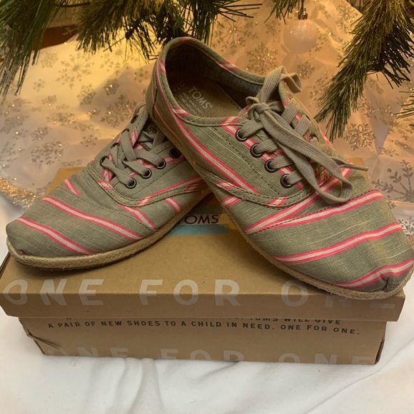 Toms Shoes - Toms Cordones Pink Washed Stripe Rope, Size 7 1/2